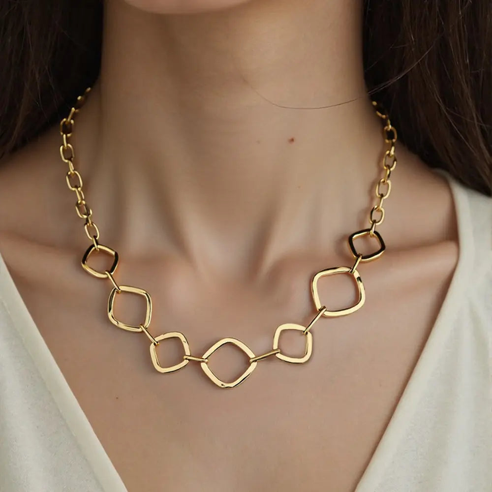 Trendy Bohemian Style Large Geometric Necklace      EJ25N06618G