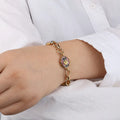 Retro Oil Painting Style Stainless Steel Bracelet EJ25B02893G