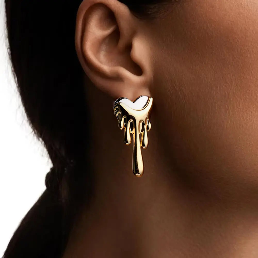 Double Color Heart Shape Earrings    EJ25E01573GS