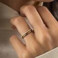 Elegent Style White Diamond Gold Plated Brass Ring EJR01759G-7