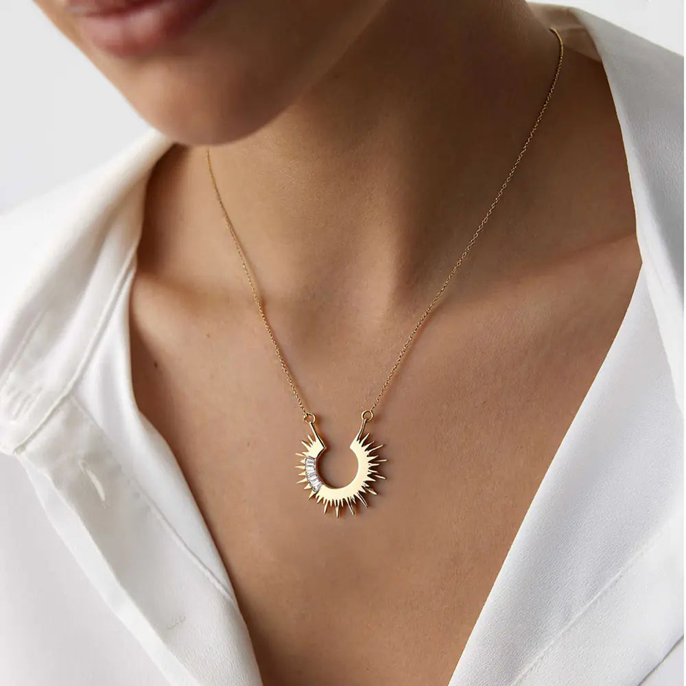 Sunshine Zircon Stone Necklace EJN06714G