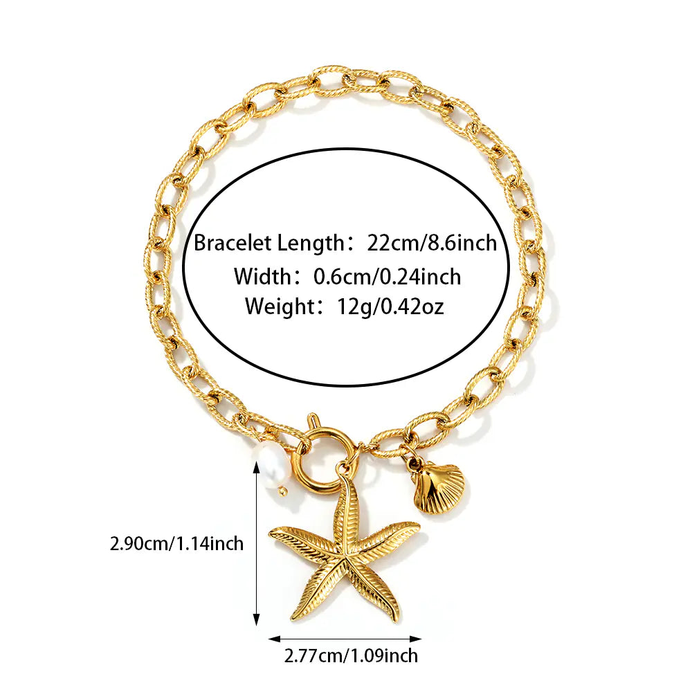Shell Starfish Pearl Bracelet EJB02825G