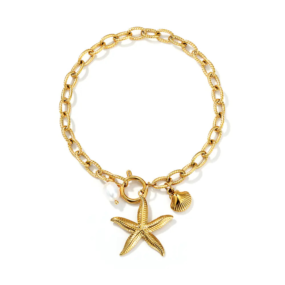 Shell Starfish Pearl Bracelet EJB02825G