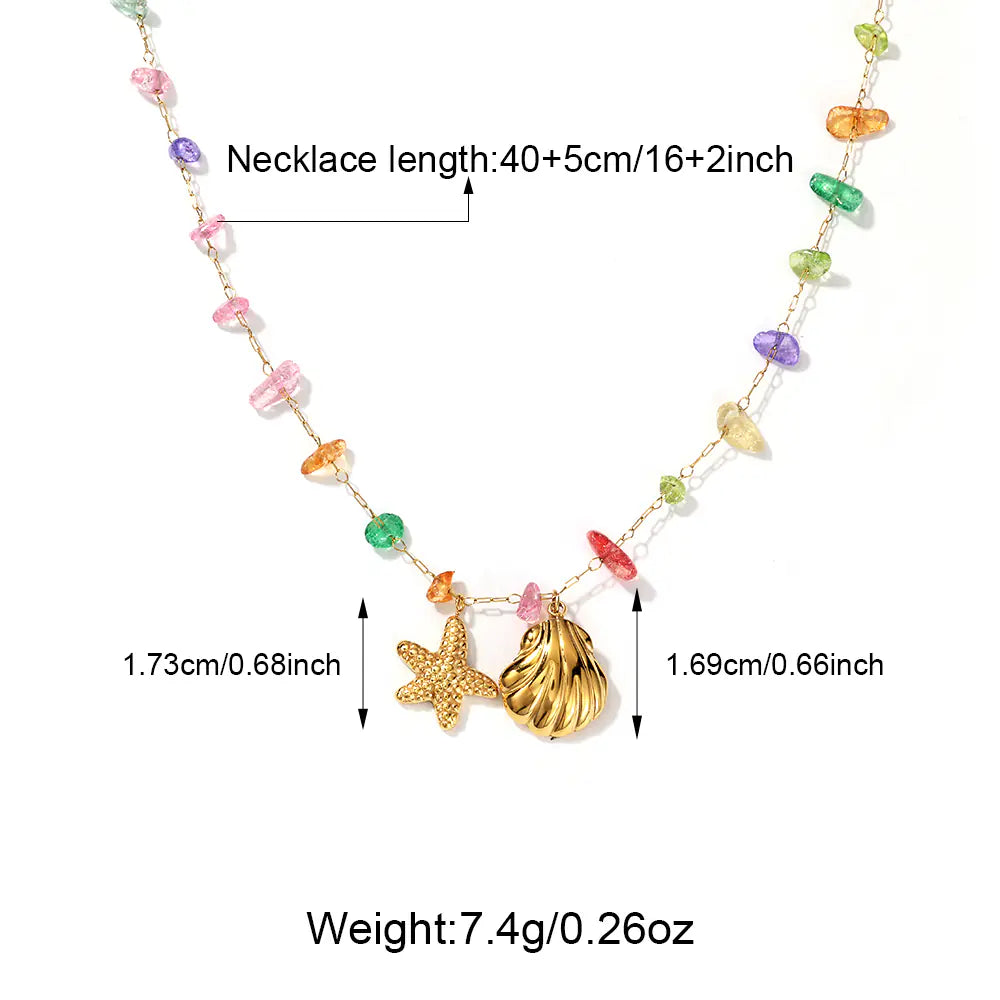 Fashion Sea Shell 18K Gold Stainless Steel Necklace   EJN06231G