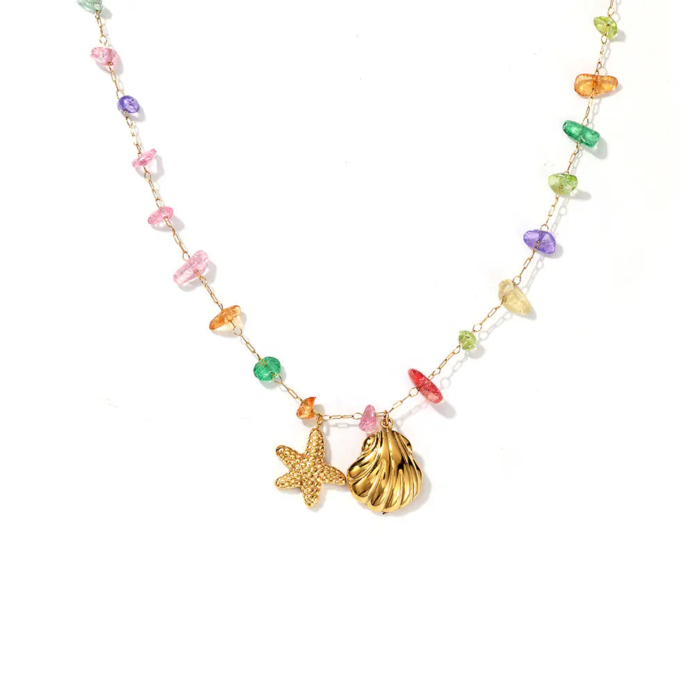 Fashion Sea Shell 18K Gold Stainless Steel Necklace   EJN06231G