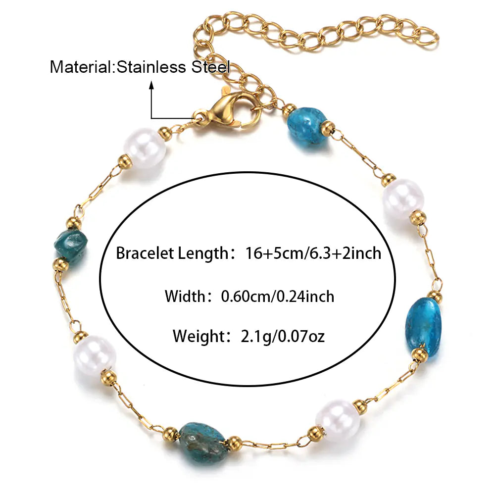 Trendy Fashion Stainless Steel Non-tarnish Pearl Link Bracelet    EJ25B02832G