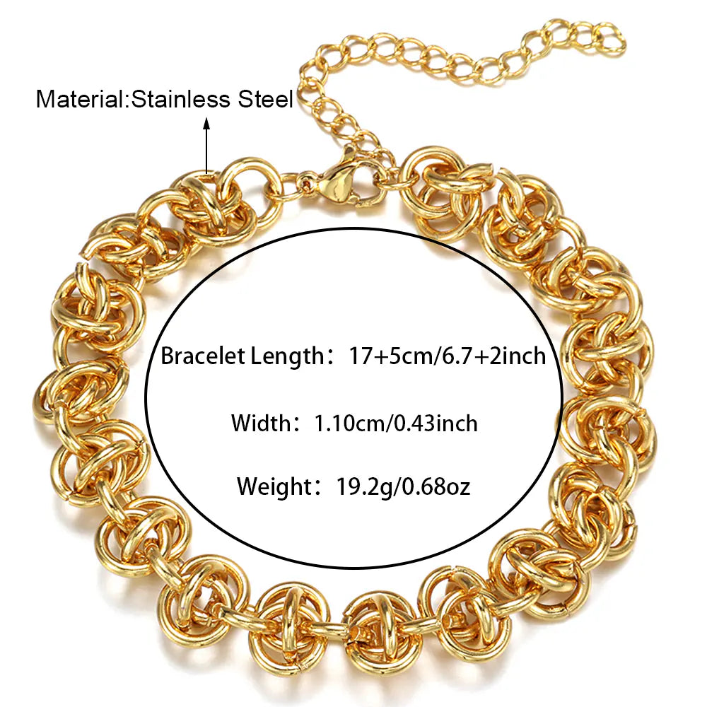 DuDubai Gold Plated Chunky Geometric Irregular Circle Cross Bracelet    EJ25B02833G