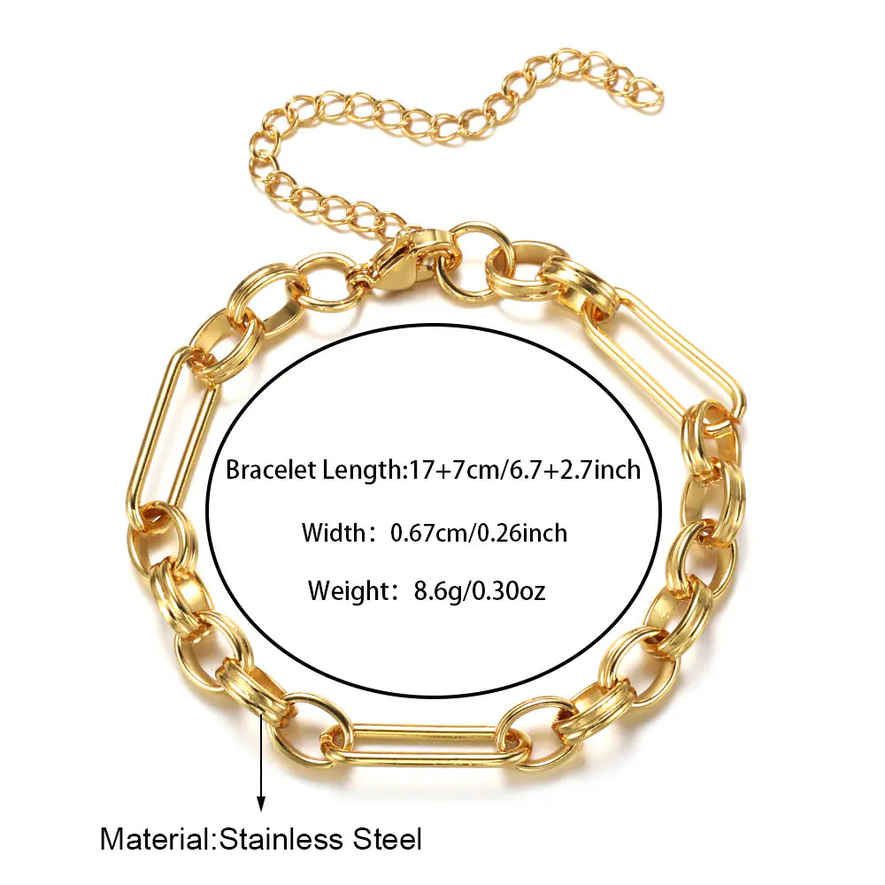 Gold Stainless Steel Circle Bracelet   EJ25B02839G