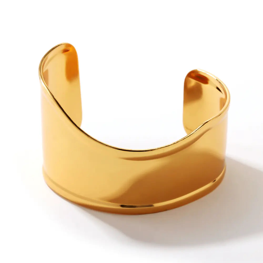 Gold Plated Stainless Steel Curved Hydraulic Bangle    EJ25B02873G