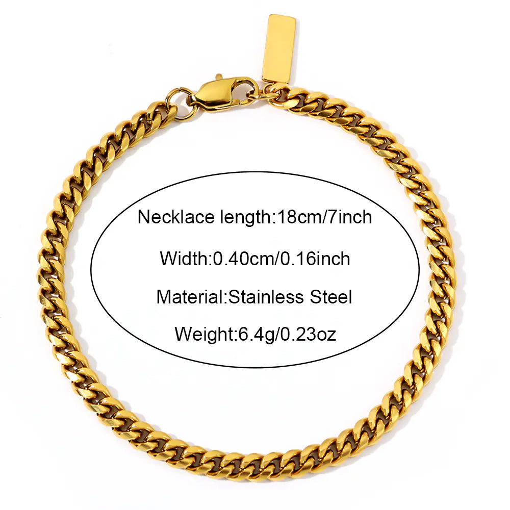 Gold-Plated Stainless Steel Cuban Chain Bracelet   EJ225B02903