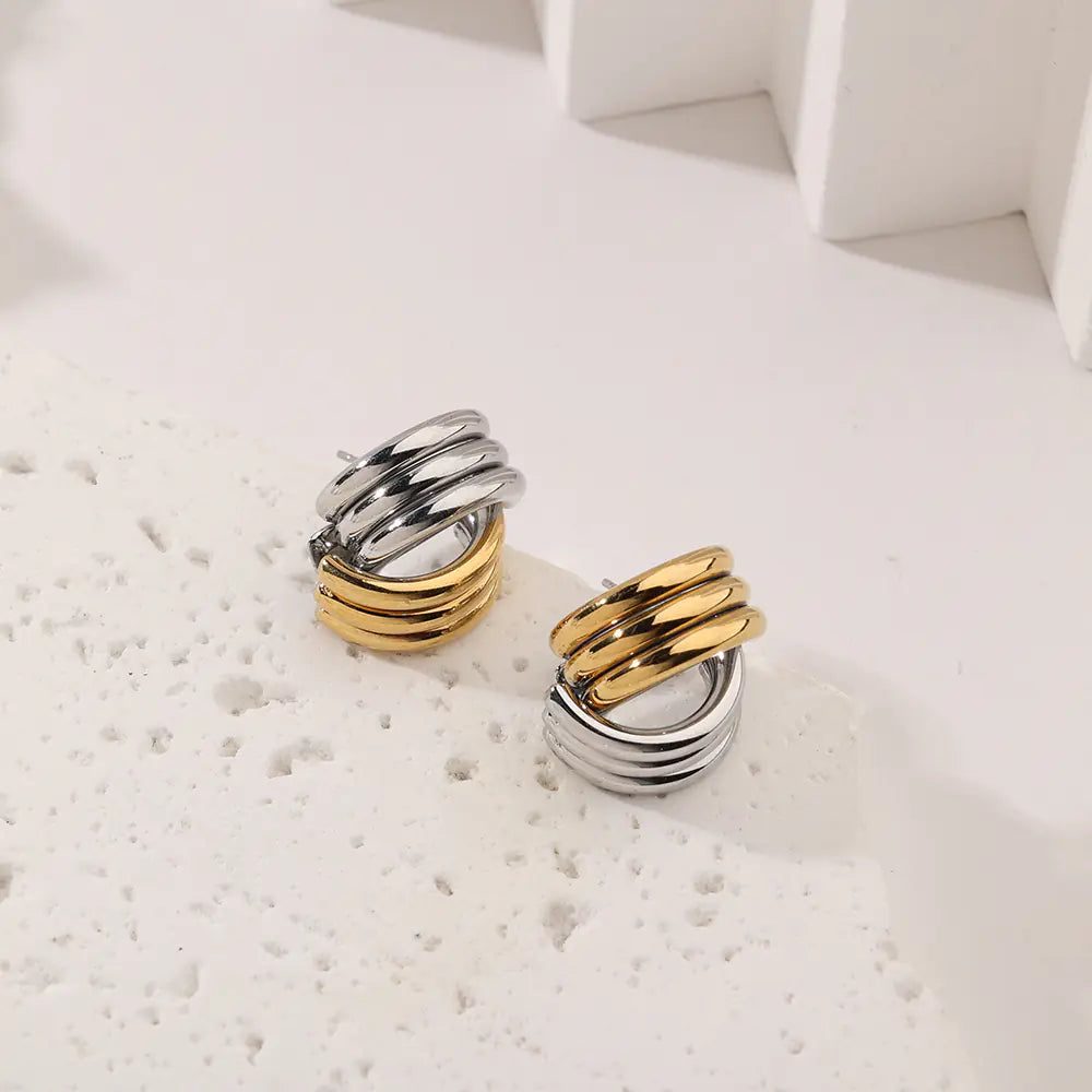 Two Tone 18K Gold Earrings    EJ25E01456GS