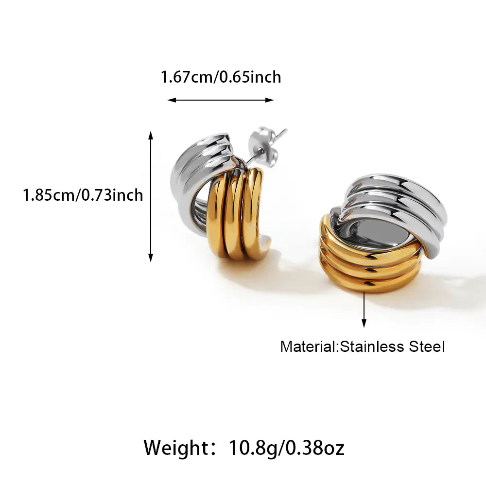 Two Tone 18K Gold Earrings    EJ25E01456GS