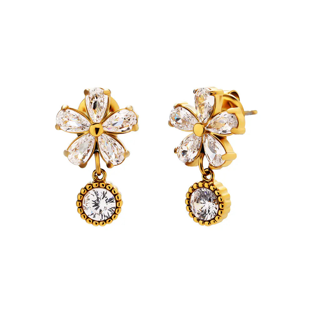 Flower CZ Hoop Earrings EJ25E01570