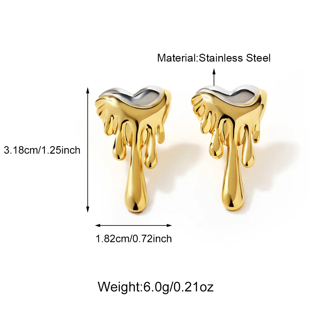 Double Color Heart Shape Earrings    EJ25E01573GS