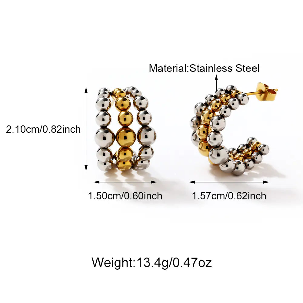 Double Color Bean Earrings 25E01575GS
