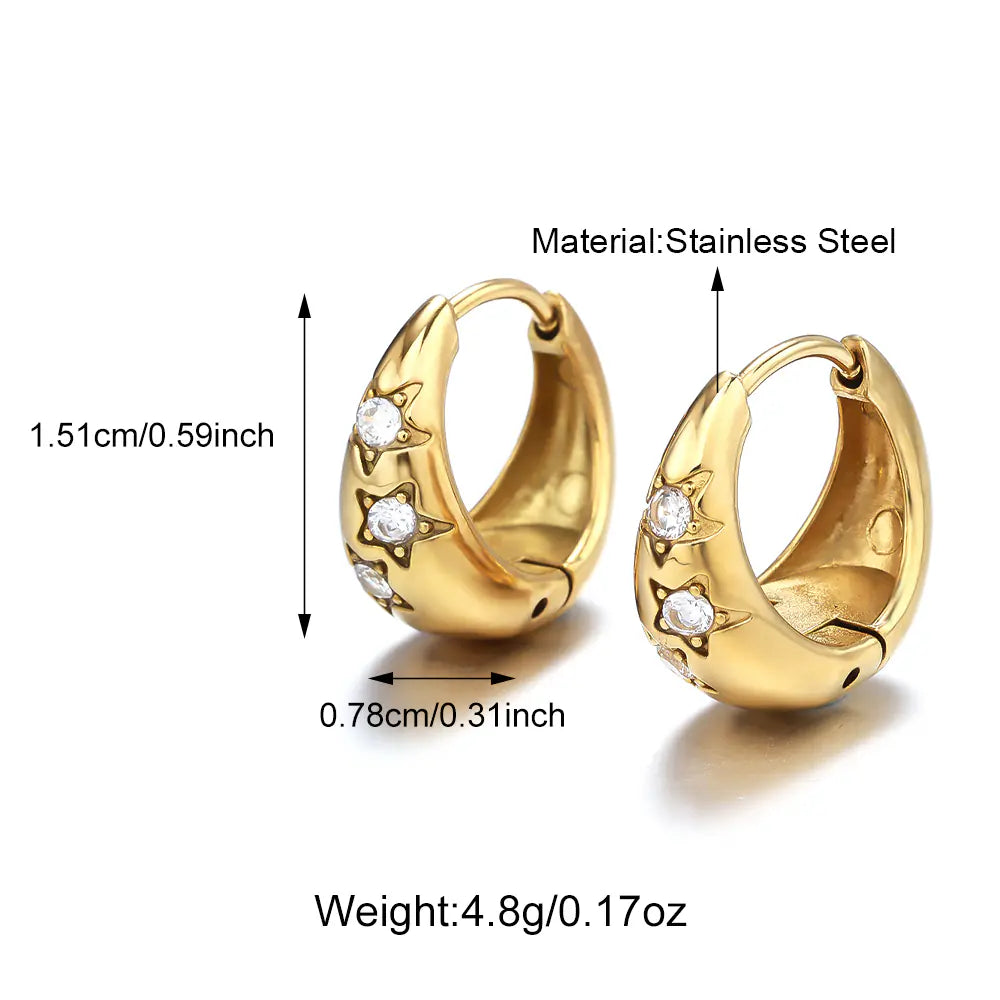 Simple Five-pointed Star Pattern Diamond-encrusted Earrings  EJ25E01597G