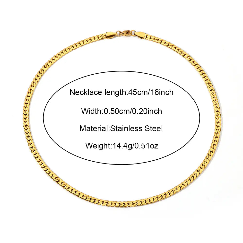 Flat Snake Bone Chain Necklace     EJ25N06230G