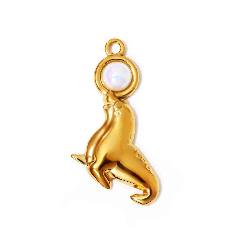 Gold Plated Dolphin Stainless Steel Pendant     EJ25N06248G