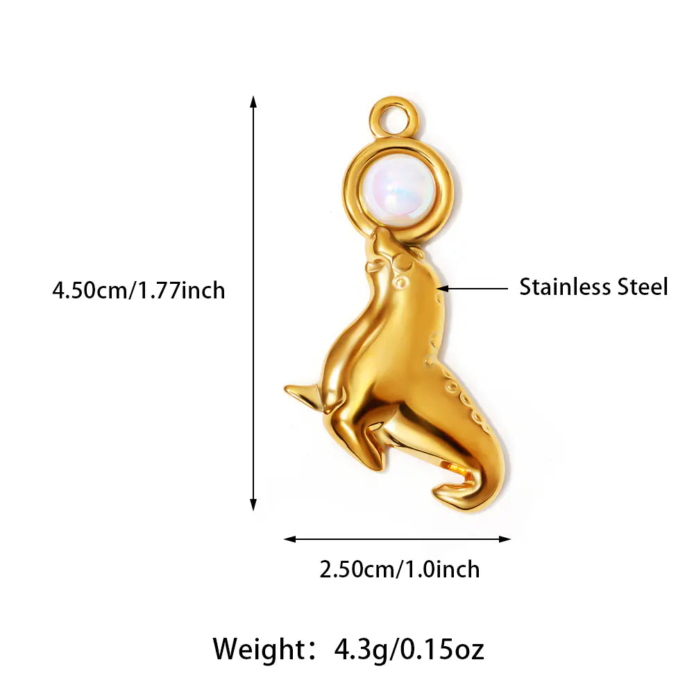 Gold Plated Dolphin Stainless Steel Pendant     EJ25N06248G