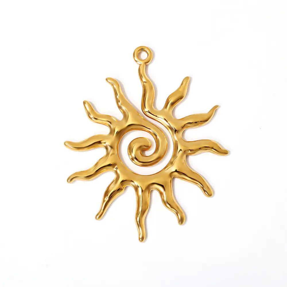 Stainless Steel Gold Vintage Large Sun Flower Charm   EJ25N06249