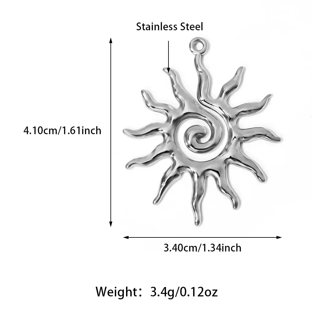 Stainless Steel Gold Vintage Large Sun Flower Charm   EJ25N06249