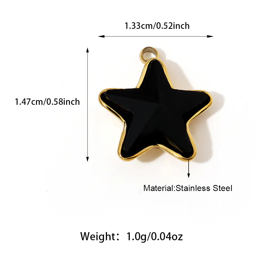 Stainless Steel Black Five-pointed Star Pendant EJN06298G