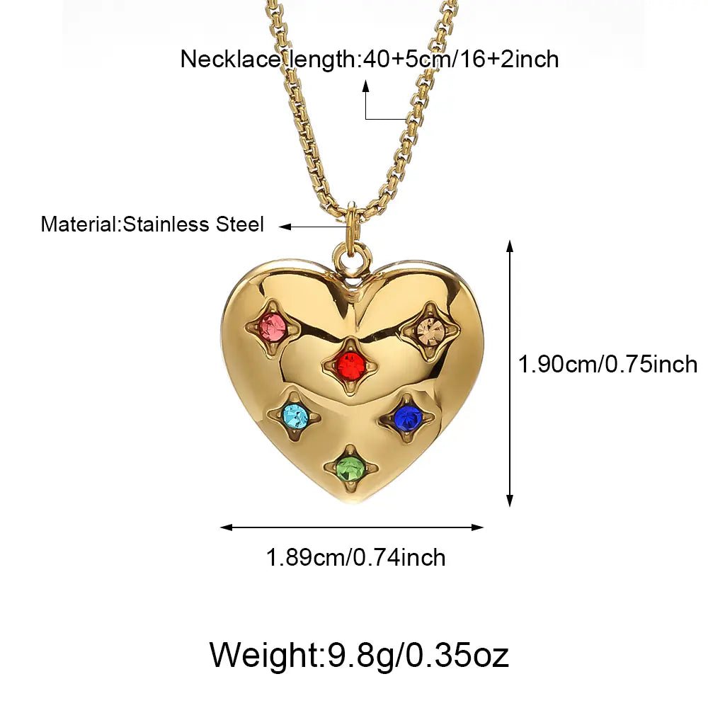 Heart Shape Gemstones Necklace    25N06371G