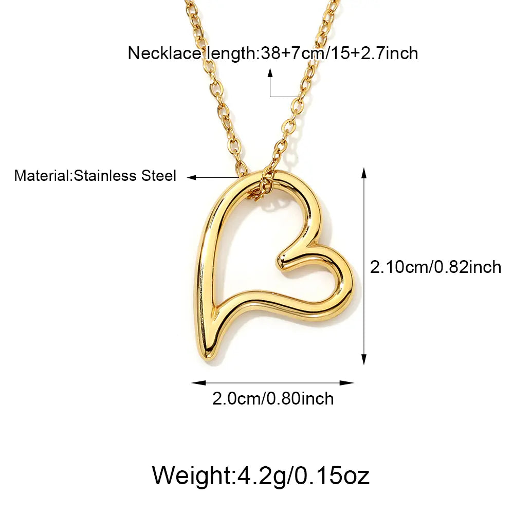 Irregular Heart Shape Stainless Steel Necklace    EJ25N06374G