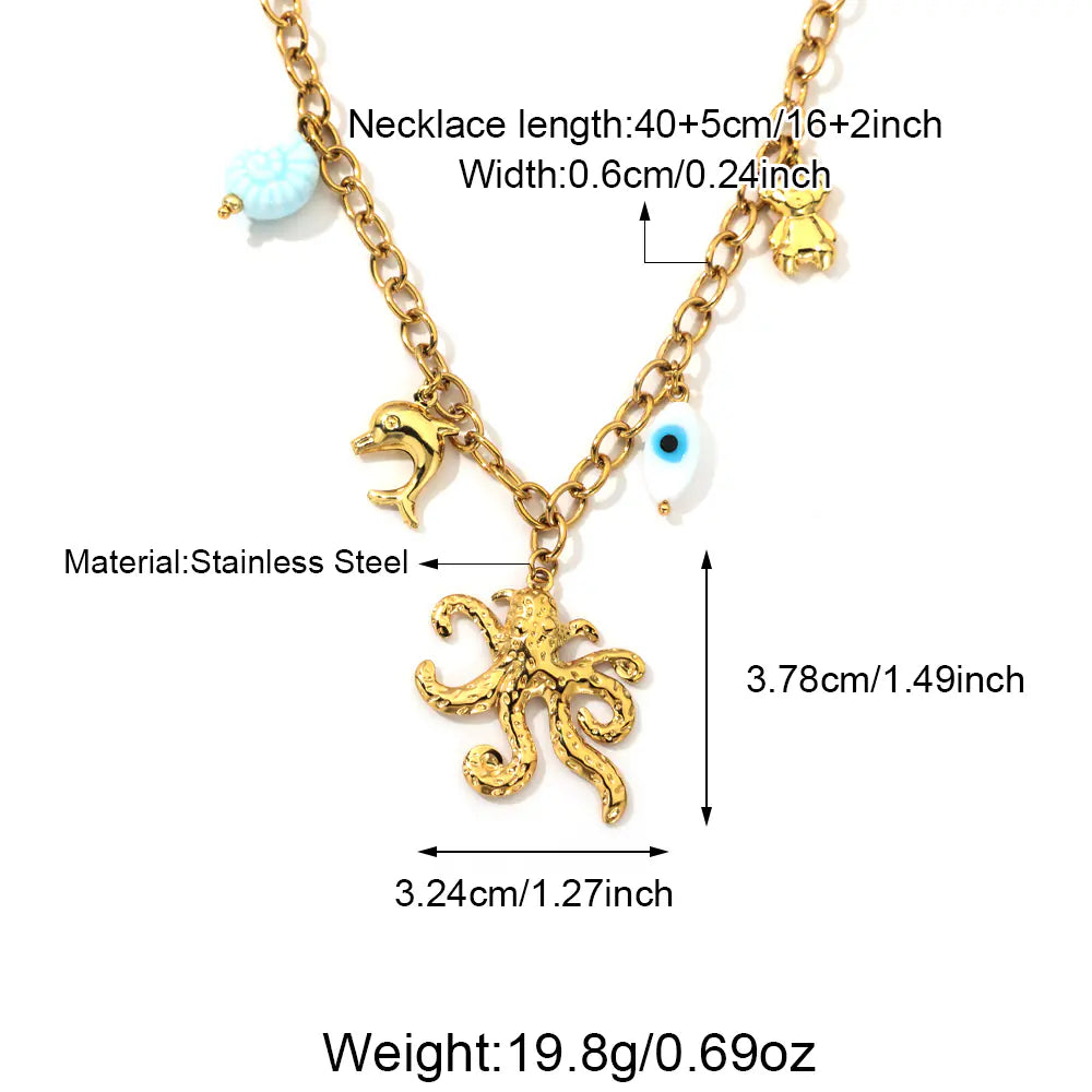 Ocean Octopus Pendant Necklace     EJ25N06375G