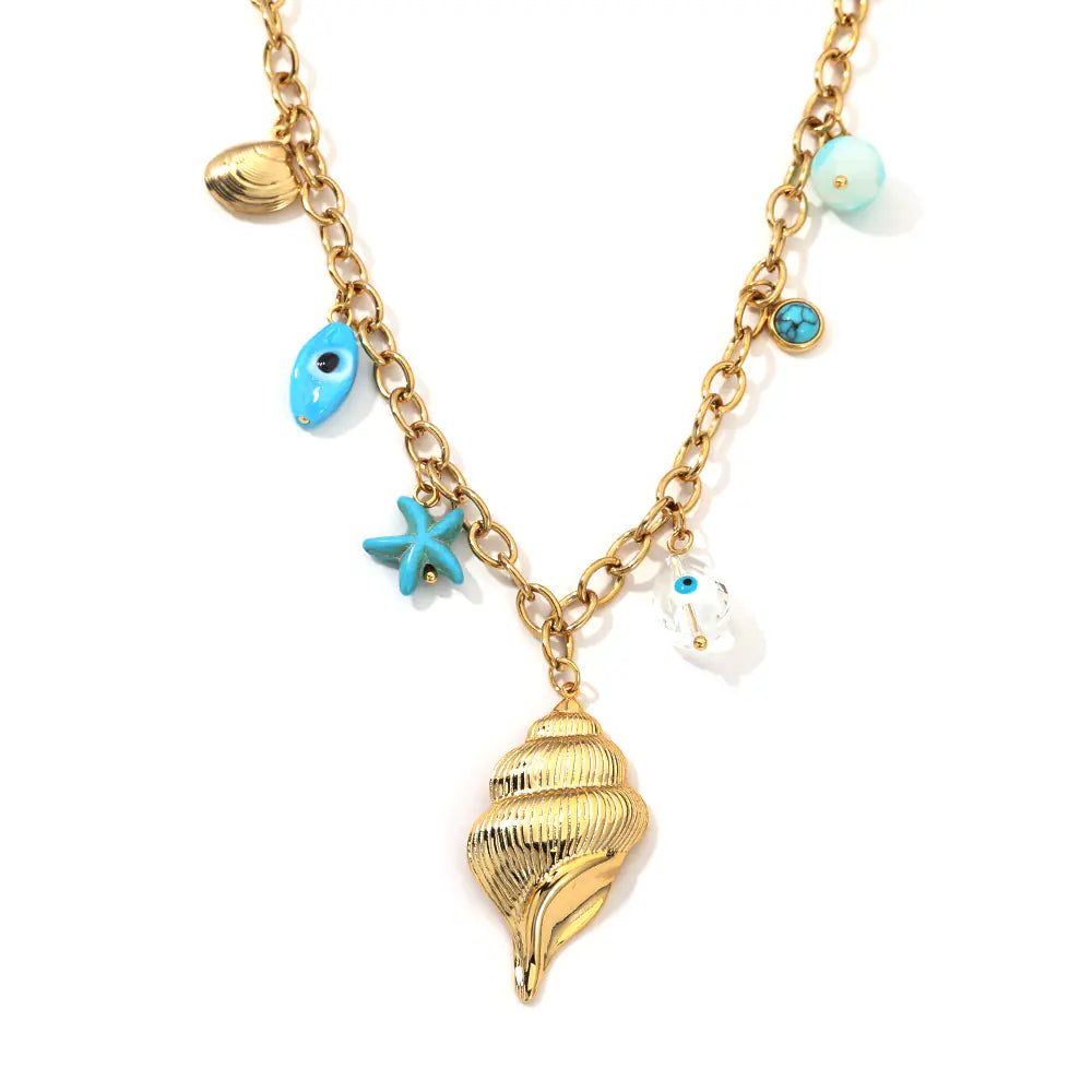 Sea Conch Design Stainless Steel Necklace  EJ25N06377G