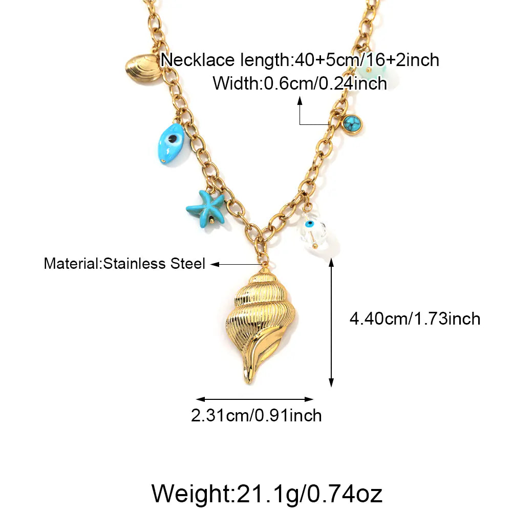 Sea Conch Design Stainless Steel Necklace  EJ25N06377G