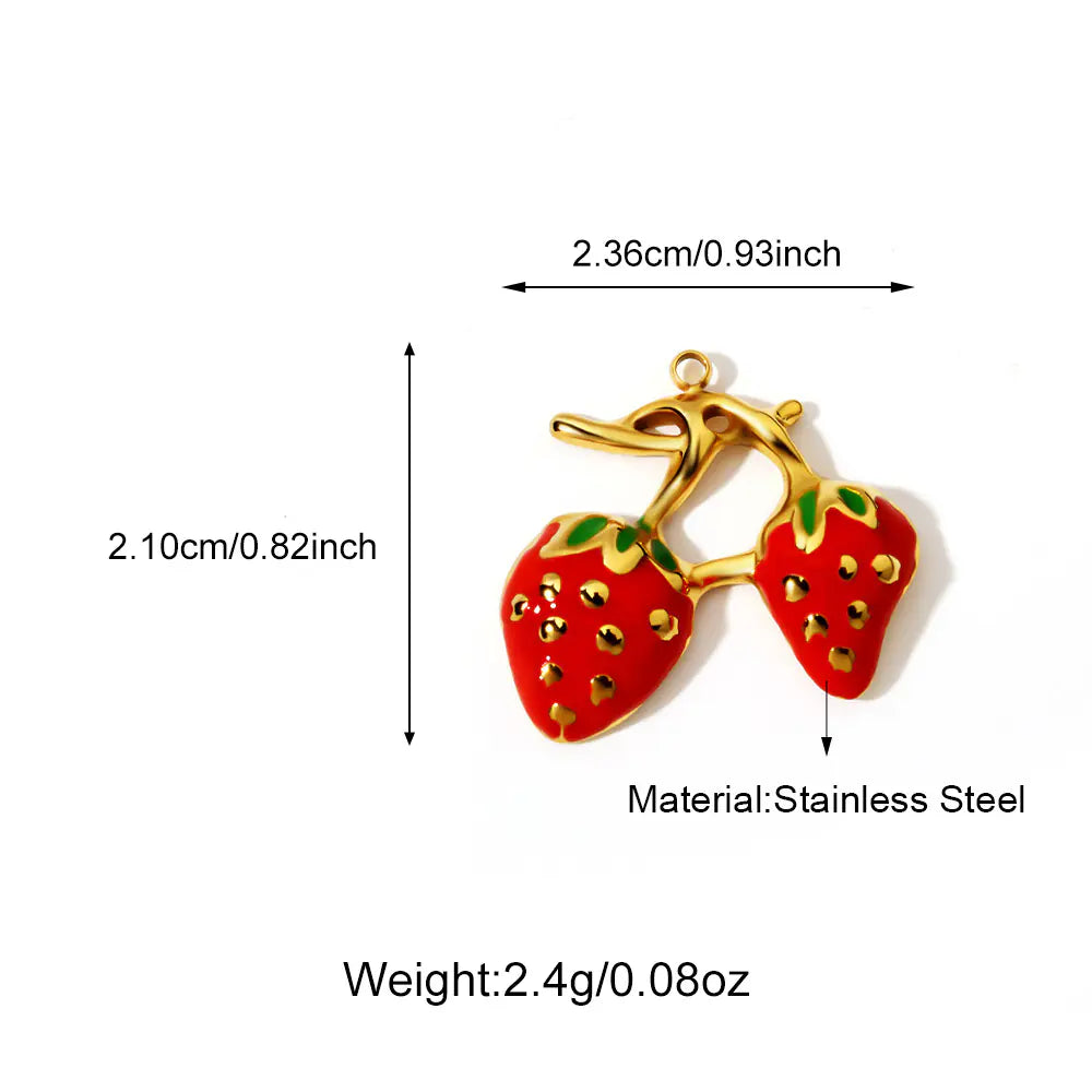 Fruit Charms Enamel Strawberry Pendant   EJ25N06480G