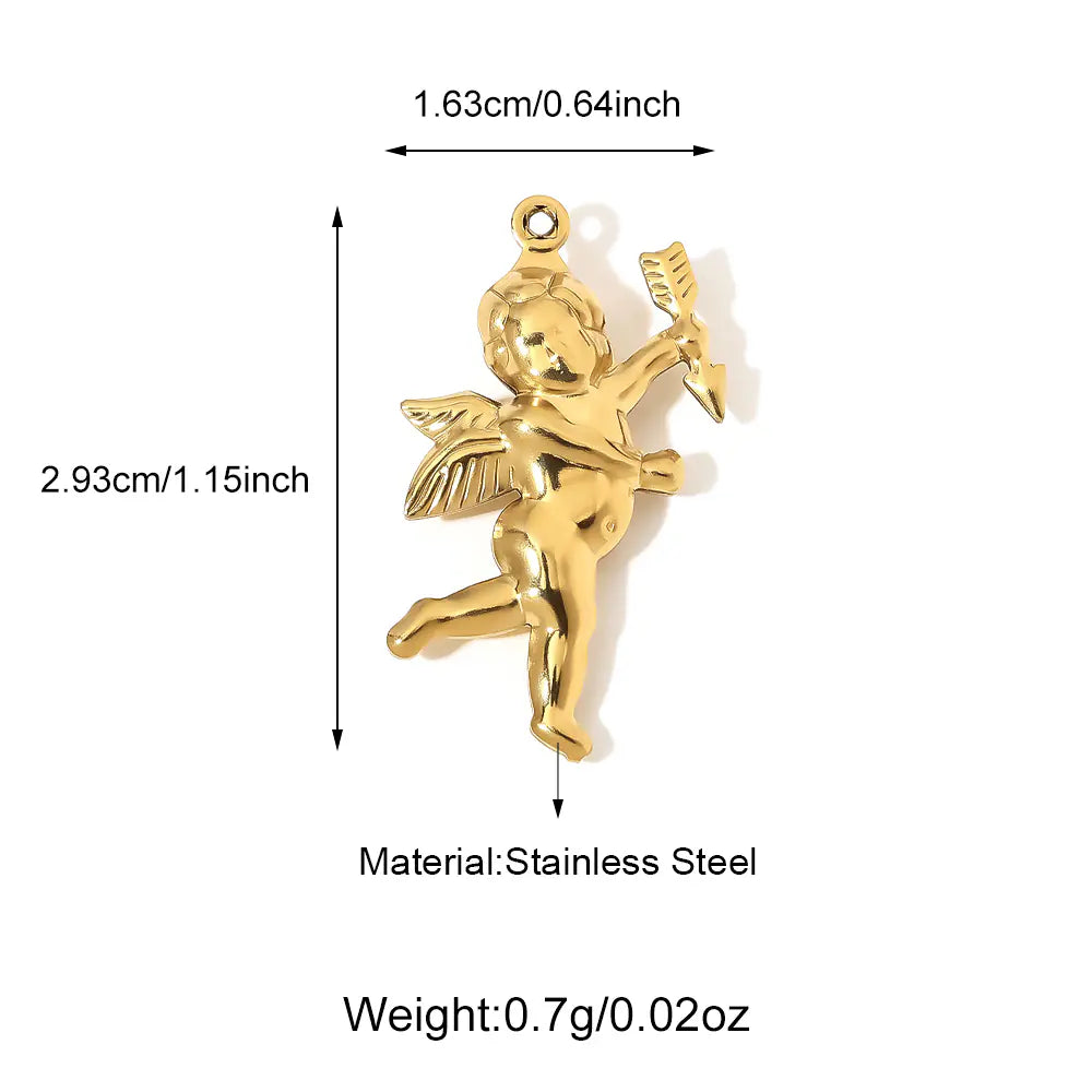 Hollow Love Cupid Stainless Steel Pendant   EJ25N06555G