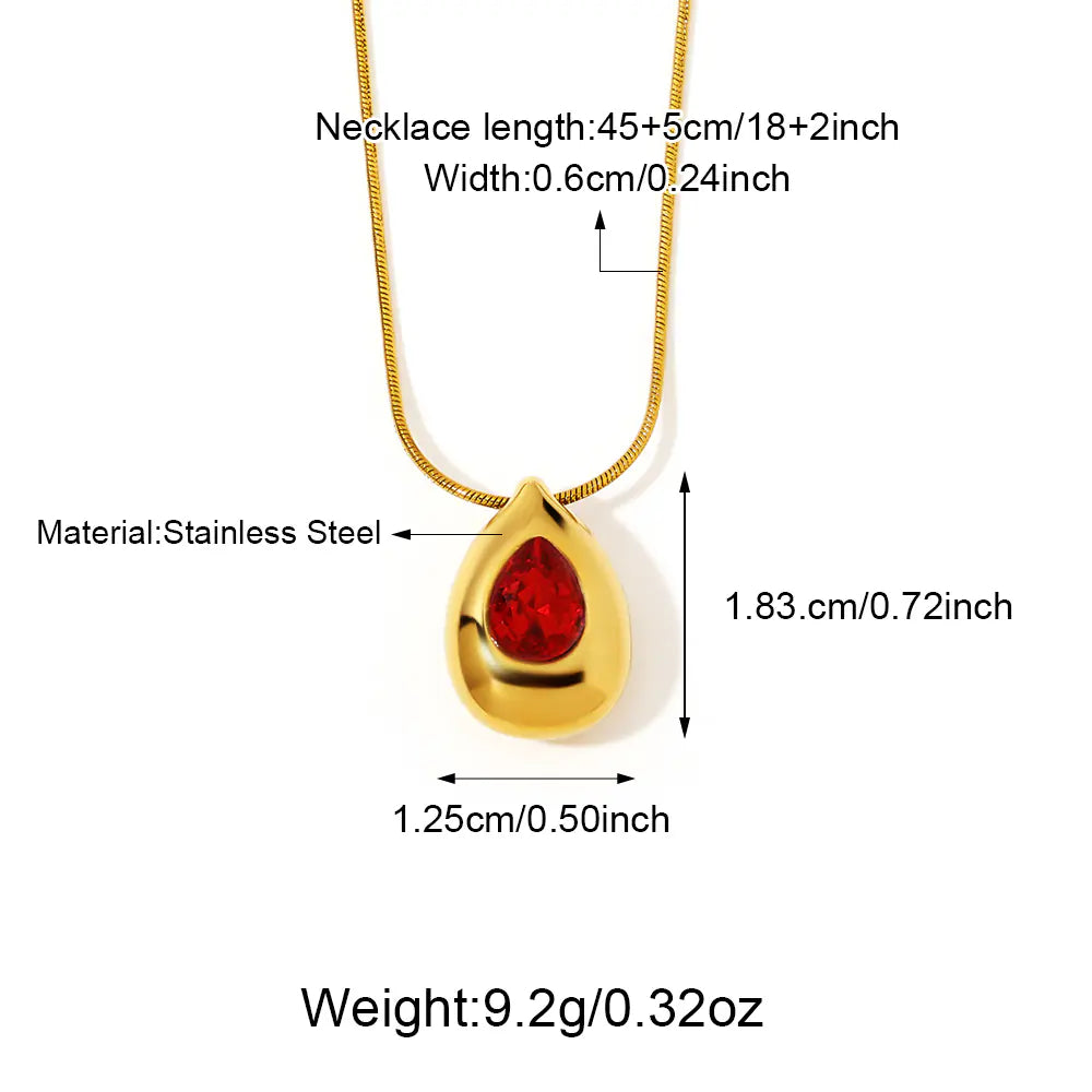 316L Stainless Steel Colorful CZ Oval Shape Necklace  EJ25N06601G