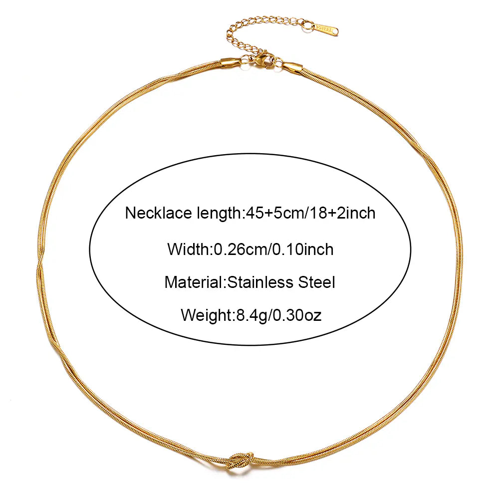 Classical Stainless Steel Infinity Knot Chain Flat Snake Necklace   EJ25N06609