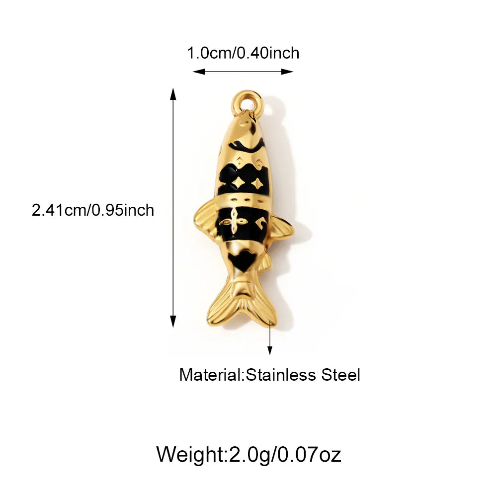 Black Gold Enamel Fish Pendant  EJ25N06671G