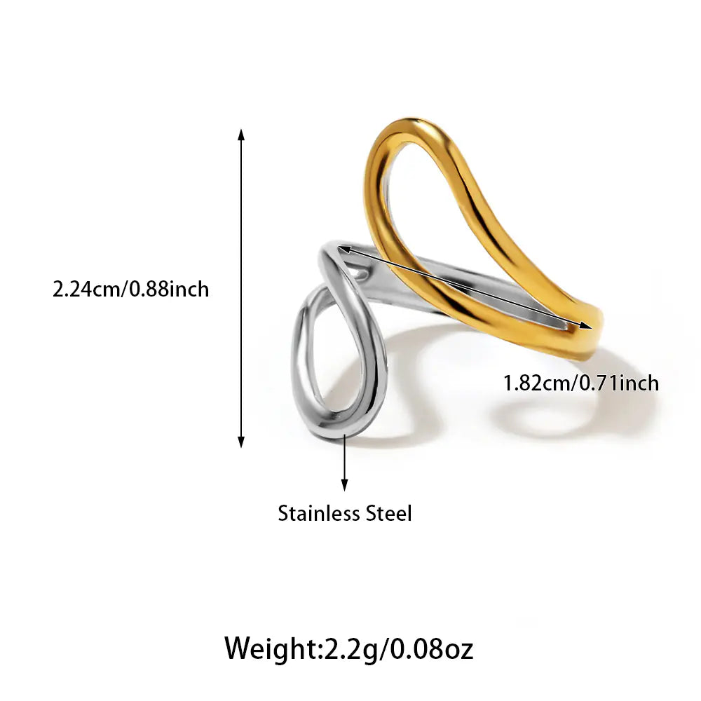 Stainless Steel Gold And White Gold Hoop Ring     EJ25R01225GS