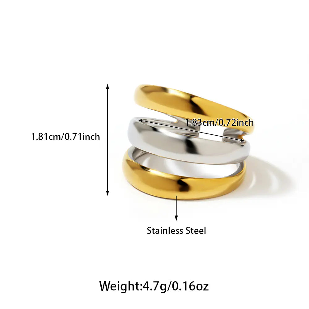 18k Stainless Steel Two-tone Adjustable Ring   EJ25R01248GS