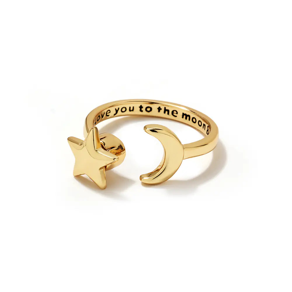 Classical Moon Star Stainless Steel Adjustable Ring   EJ25R01264