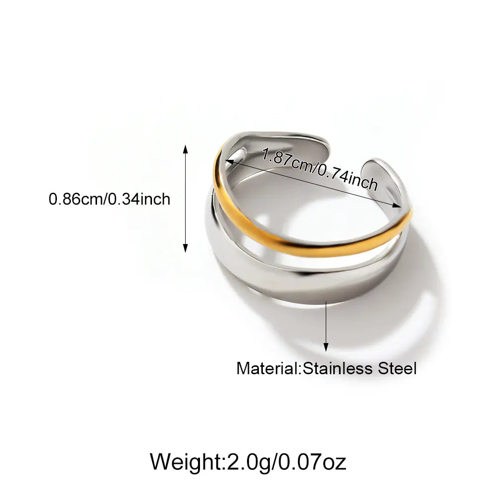 Steel + Gold Adjustable Ring   EJ25R01305GS