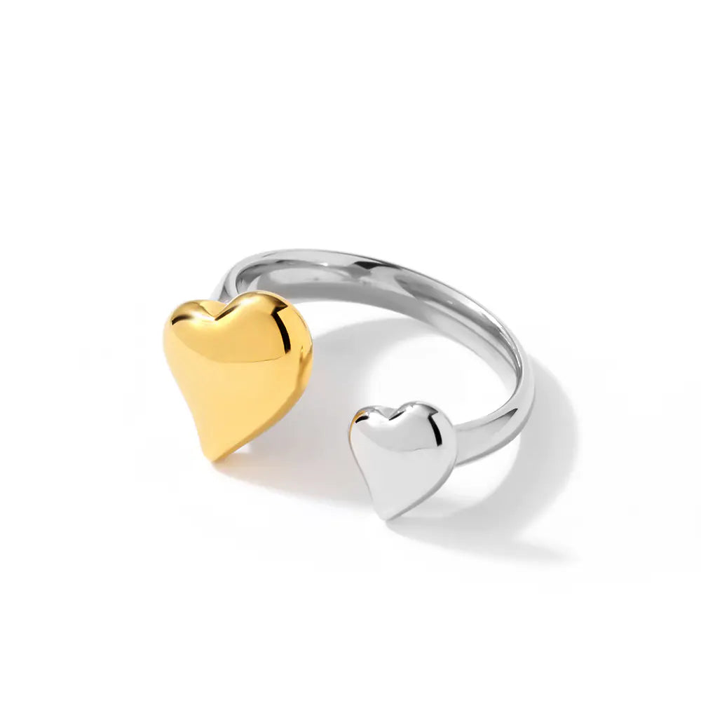 Two-tone Heart-shaped Adjustable Ring     EJ25R01338GS