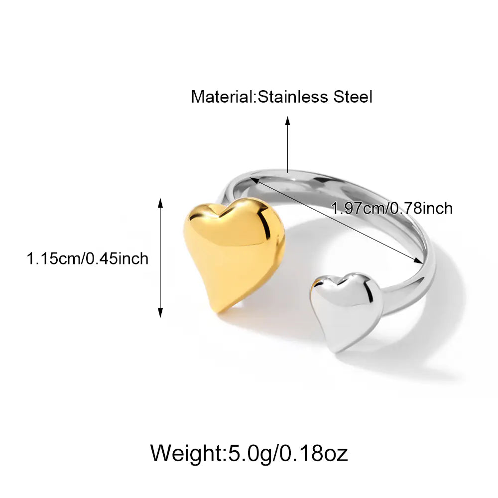 Two-tone Heart-shaped Adjustable Ring     EJ25R01338GS