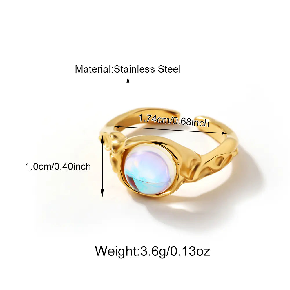 Round Moonstone Open Ring Adjustable    EJ25R01364G
