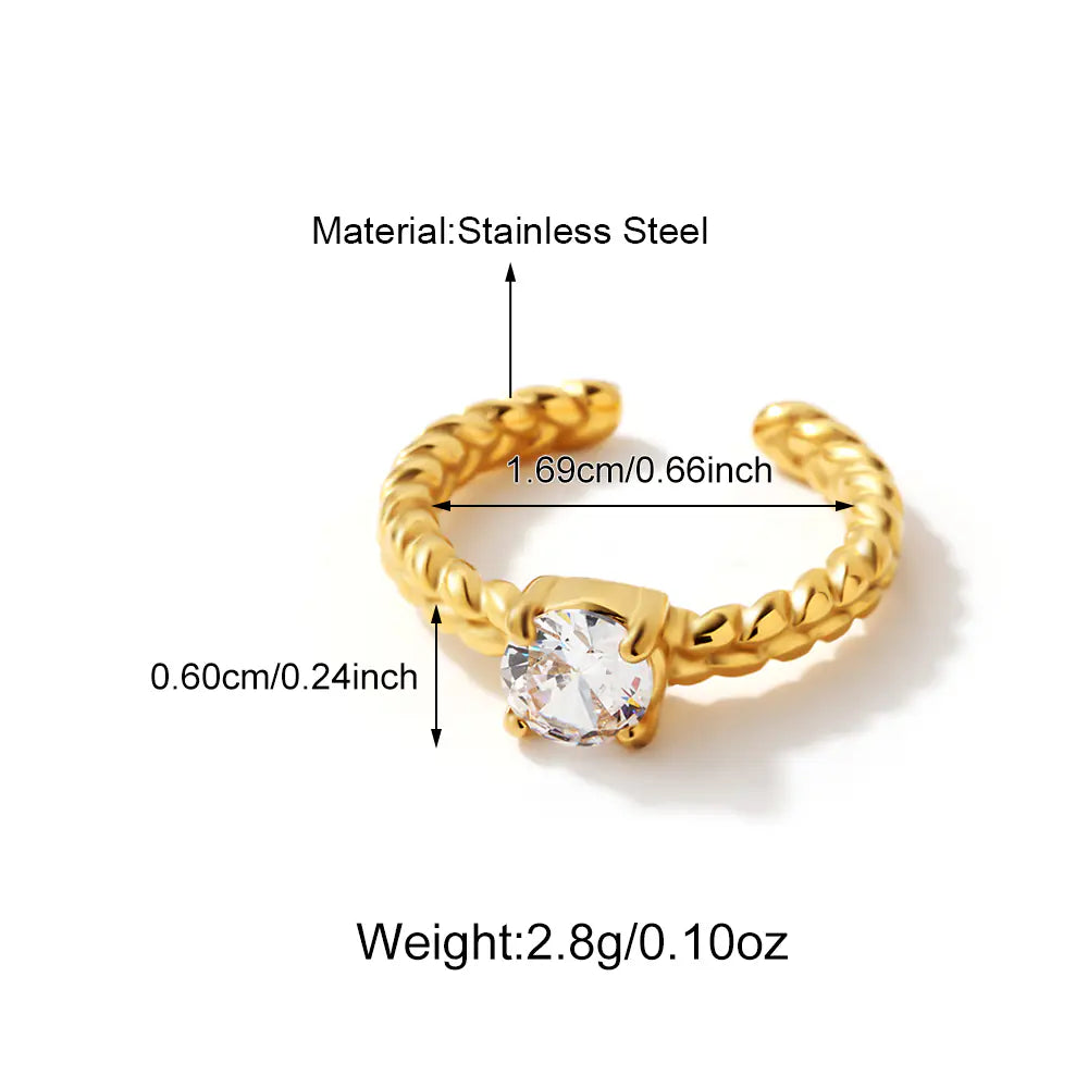Twisted White Zircon Open Ring    EJ25R01369G