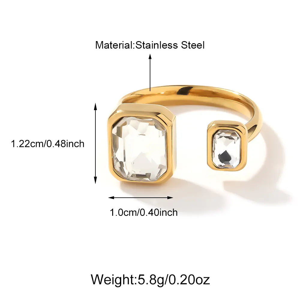 Oval Rhinestones Open Size Rings EJ25R01514G-1