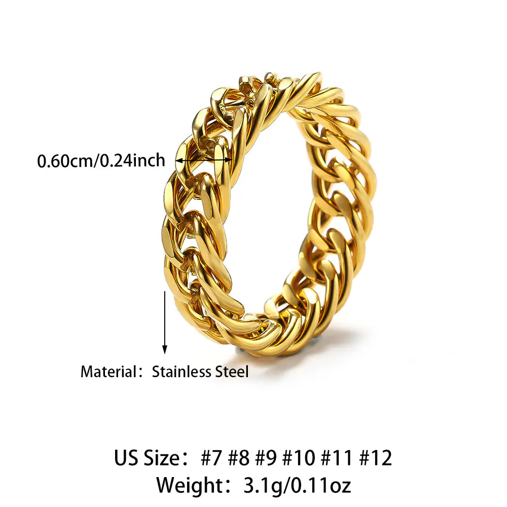 Cuban Chain Design Stainless Steel Ring  EJ25R01598