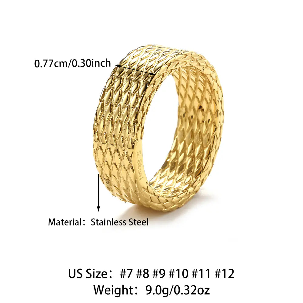 Diamond Pattern Stainless Steel Ring  EJ25R01599