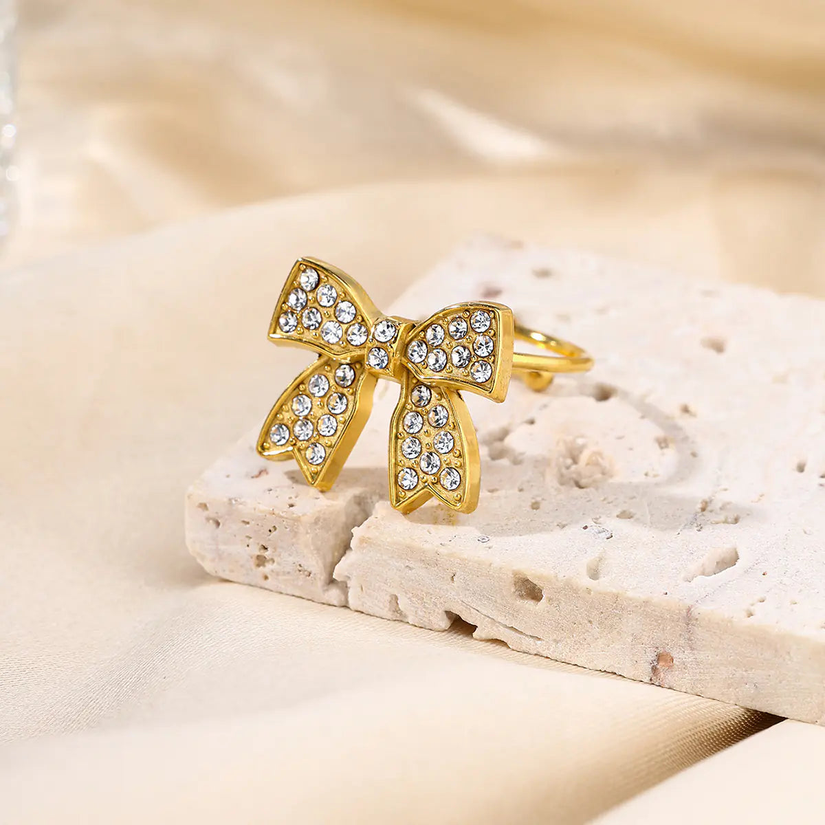 Butterfly Bow Crystal Open Ring  EJR01109G