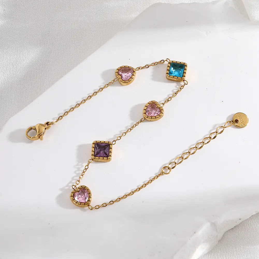 Gold Plated Stainless Steel Baguette CZ Bracelet EJB02862G