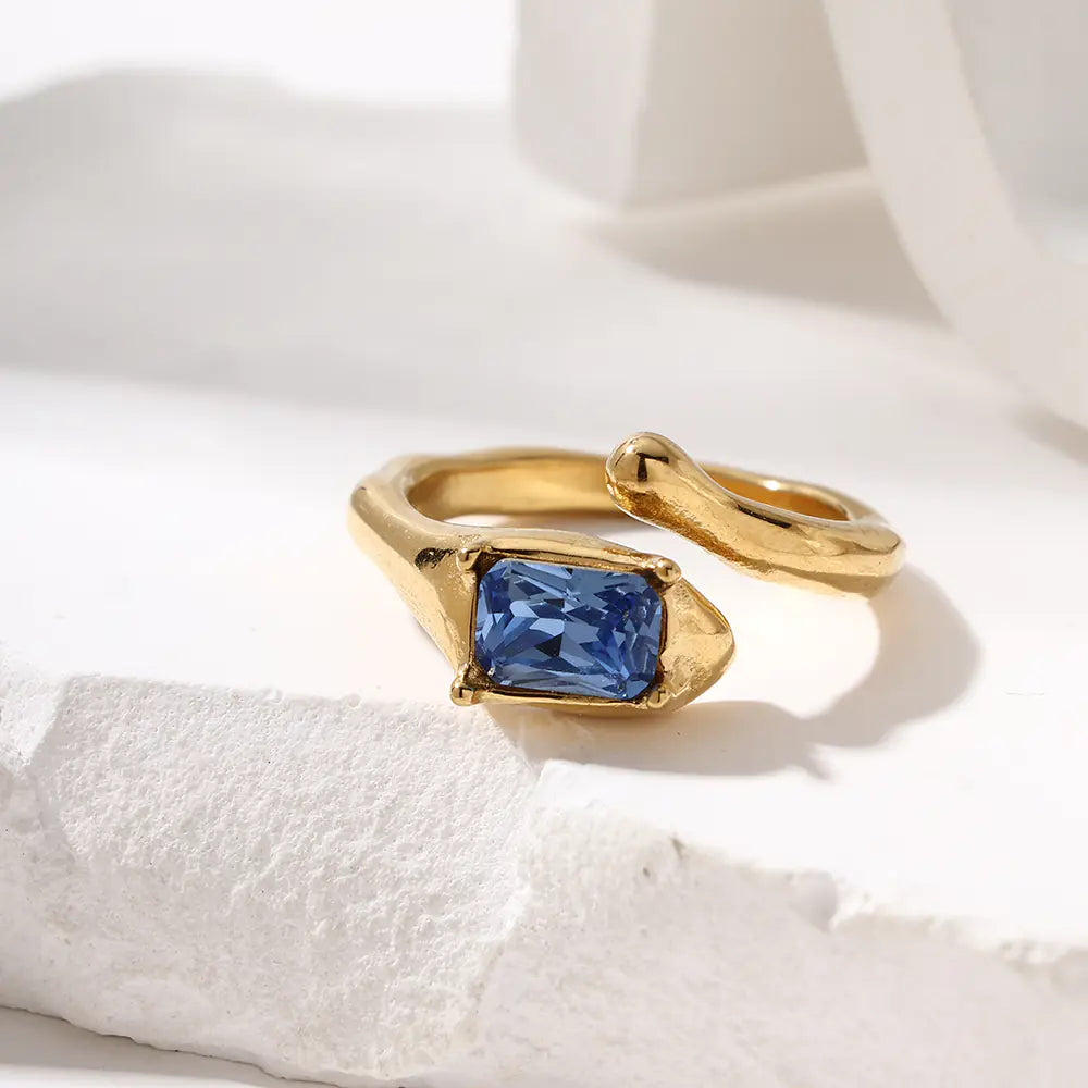 Blue Zircon Open-style Ring   Adjustable  EJ25R01361G